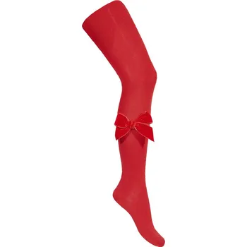 CONDOR Dětské punčocháče se sametovou mašlí červené Velikost: 00