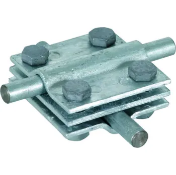 Hromosvod Křížová svorka FeZn, pro prům. 8-10/pásek 30mm, s mezidestičkou DEHN 319201