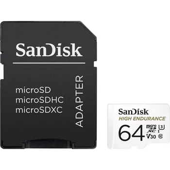 Počítač SanDisk HIGH ENDURANCE microSDHC Card 64 GB, s adaptérem