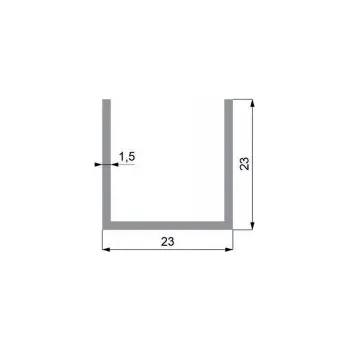 Stavební profil Hliníkový U profil 23X23X1,5 zakončovací nábytková lišta elox