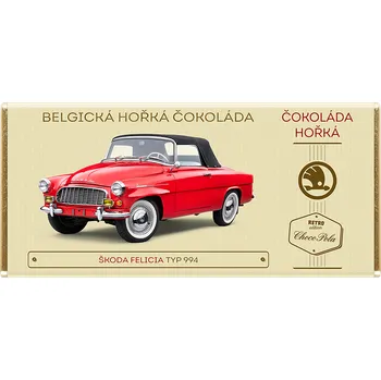Čokoláda Čokoláda RETRO 100 g Škoda Felicia 1960 - hořká ( Belgická čokoláda - 53% obsah kakaa)