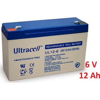 Záložní, staniční baterie VRLA-AGM 12 Ah , 6 V , kontakty F1 , Ultracell (Ultracell)