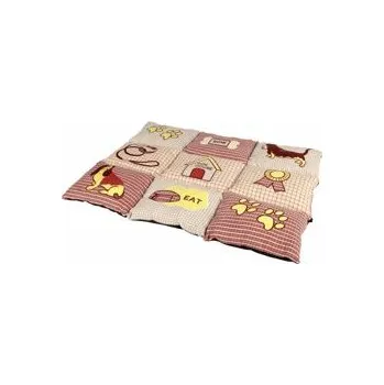 Pelíšek pro psa Pelech PATCHWORK podložka béžovo/červená 80x55cm TR