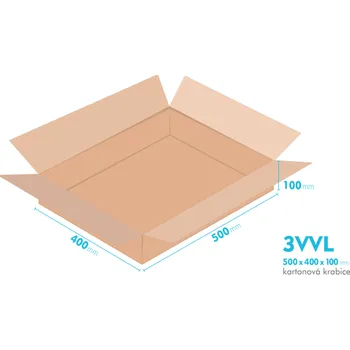 Obalový materiál Kartonové krabice 3VVL - 500x400x100mm - vnitřní 495x395x90mm
