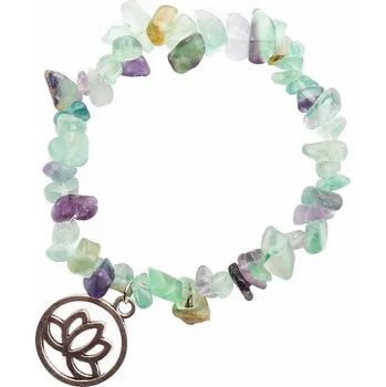 Náramek Fluorit náramek sekaný se symbolem lotosu obvod 17 až 23 cm