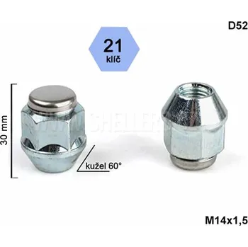 Matice na kolo Kolová matice M14x1,5 kužel , CHRYSLER, DODGE, LANCIA, klíč 21, D52 výška 30