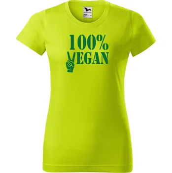 Dámské oblečení DOBRÝ TRIKO Dámské tričko 100% vegan zelený potisk Barva: Limetková, Velikost: XS