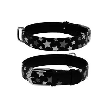 Obojek pro psa Obojek kožený Stars černý (27-36cm/1,5cm)