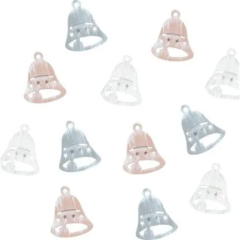 Vánoční dekorace Zvonek dřevěný s lepíkem 3,5 cm, 12 ks