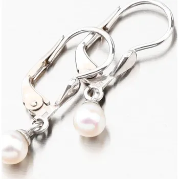 Náušnice Dámské náušnice bílé zlato 585 perly visací s bílá 52GZ-3014-B-KL