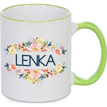 Hrnek - Lenka s květinami Barva: Zelená