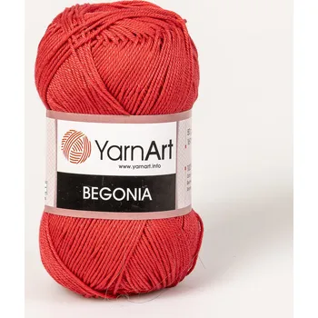 Galanterie Pletací / háčkovací příze YarnArt BEGONIA 6328 červená, jednobarevná, mercerovaná, 50g/169m