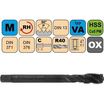 Závitořezný nástroj NÁSTROJE CZ Závitník strojní M4x0,7 ISO2 HSSCo5 PM OX DIN 376 RSP35 - 4290HQ - CZZ4290HQ-M4-ISO2