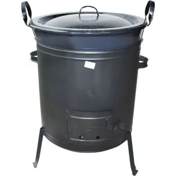 Kotel s poklicí 50 l a kotlina 50 cm bez kouřovodu (souprava pro domácí zabíjačku nebo gulášový turnaj - kotel 50 L a poklice v kotlině 50 cm)