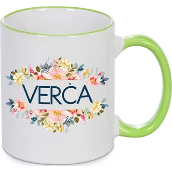 Hrnek - Verča s květinami Barva: Zelená