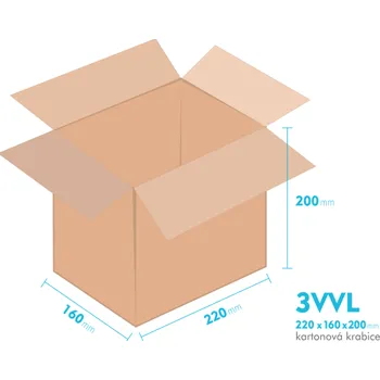 Obalový materiál Kartonové krabice 3VVL - 220x160x200mm - vnitřní 215x155x190mm
