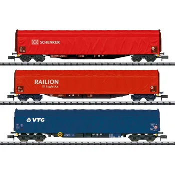 Stavební technika MiniTrix T18801 Pojízdný plošinový vozík Rils DB AG a AAE/VTG, sada 3 ks