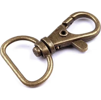 Karabina kovová, s průvlekem 090573-2 staromosaz, průvlek 18mm