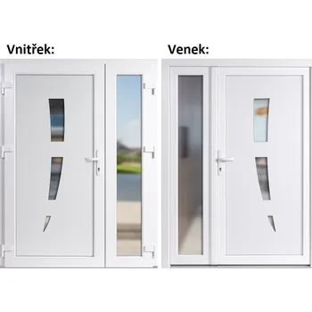 Vchodové dveře Dvoukřídlé vchodové dveře plastové Soft 123+Sklo Nisip, Bílá/bílá, 130x200 cm, levé