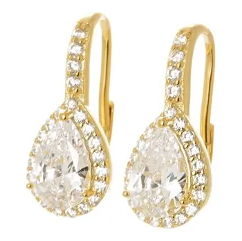 Náušnice Stříbrné pozlacené náušnice se zirkony STNAU0999F