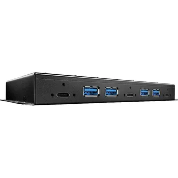 Elektrická zásuvka LINDY 43275 USB Hub 7 portů USB-A, DC zásuvka 3,5 mm USB 3.1 Gen2 10 GBit/s černá USB-Hub