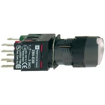 SCHN XB6AF1B5B Ovládač stiskací prosvětlený lícující s aretací, 1 Z + 1 V - bílý