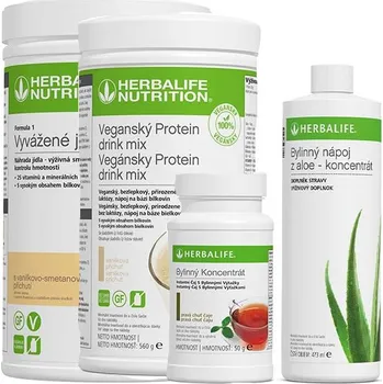 Herbalife sada Formula 1 - 780g PDM vegan 560g Aloe 473 ml a Bylinný čaj 51g