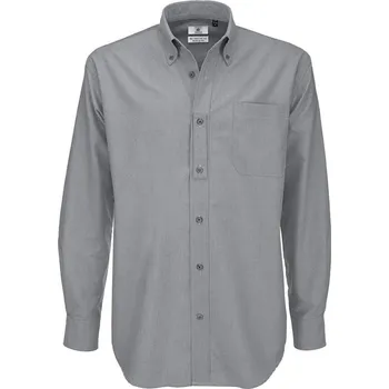 Pánská košile Košile pánská B&C Oxford s dlouhým rukávem - šedá, S