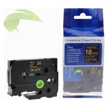 Pásek do tiskárny TONERSYP páska pro Brother TZe-344, 18mm x 8m, zlatý tisk / černý podklad