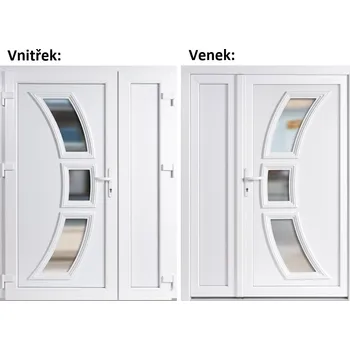 Vchodové dveře Dvoukřídlé vchodové dveře plastové Soft 3D 5901+Panel Plný, Bílá/bílá, 150x200 cm, levé