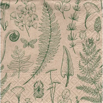 Papírový ubrousek UBR-G69, Ubrousek, 12,5x12,5 cm, KAPARDÍ, LISTY, 1 kus