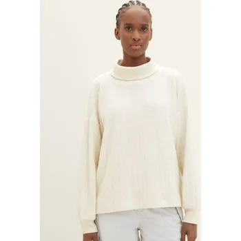 Dámský svetr TOM TAILOR DÁMSKÝ ROLÁK S PLASTICKÝM VZOREM - SMETANA S