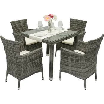 Jídelní set DEOKORK Zahradní ratanová sestava MODENA I. 1+4 (šedá)