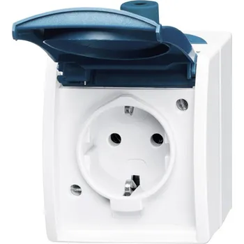 Elektrická zásuvka Busch-Jaeger 20 EW-53 spínání ve vlhkých místnostech zásuvka s ochranným kontaktem Ocean na omítku modrá, zelená 1 ks