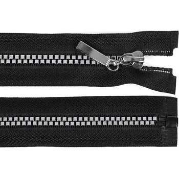 Zip Kostěný zip No 5 délka 70 cm čtvercové zuby, malé, 1 (322) černá stříbrná