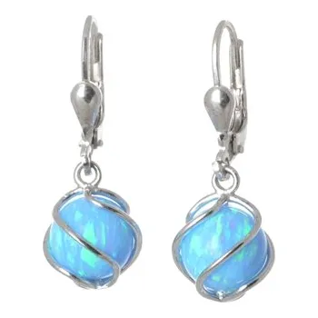 Náušnice Dámské stříbrné naušnice s opály STNAU0599F + Dárek zdarma