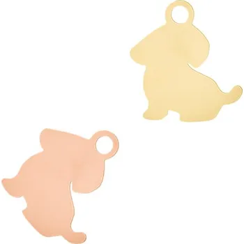 Materiál na výrobu šperku Leštěný přívěsek pes Zlacený 13mm - 1Ks - Zlatá