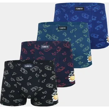 Boxerky FANNIFEN Pánské bavlněné boxerky CHICKEN G5118 - 4 ks v balení Velikost: M