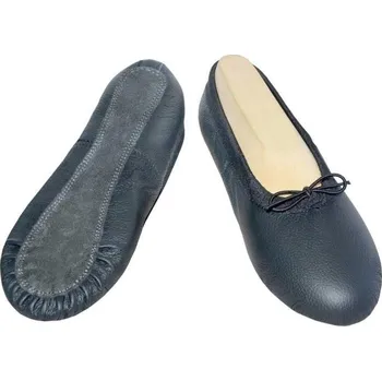 Dámská sálová obuv Taneční piškoty kůže Classic - černé - tmavá podešev - 42