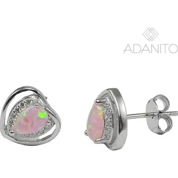 Náušnice Stříbrné opálové náušnice srdíčka