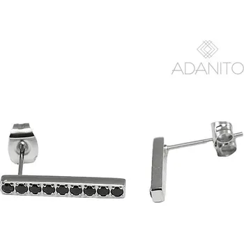 Náušnice Náušnice z chirurgické oceli tyčky s černými kameny