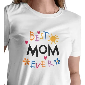 Dámské oblečení Dámské triko bílé - Best mom ever M