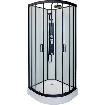 BPS-koupelny Hydromasážní box HYD-Porto 01C 100x100 cm černá/transparent