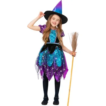 Karnevalový kostým Dětský deluxe čarodějnický kostým fialovo-tyrkysový Věk: 7-9 let