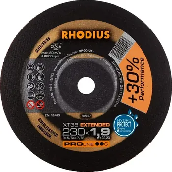 Řezný kotouč Rhodius 205702 | Řezný kotouč 230 x 1,9 x 22,23 mm, XT38, rovný