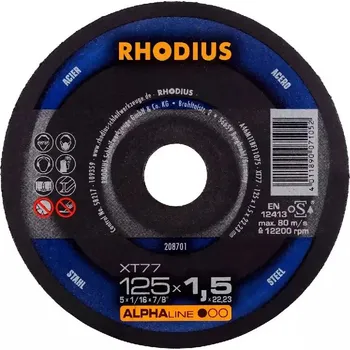 Řezný kotouč Rhodius 208701 | Řezný kotouč 125 x 1,5 x 22,23 mm, XT77, rovný