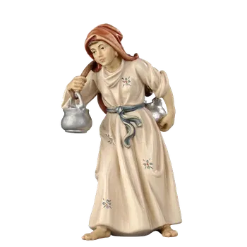 Vánoční dekorace Ornatis Žena s vodou Provedení: Malované, Velikost stojících figur dospělých postav: 11 cm Dřevěná vyřezávaná soška ženy s nádobami na vodu