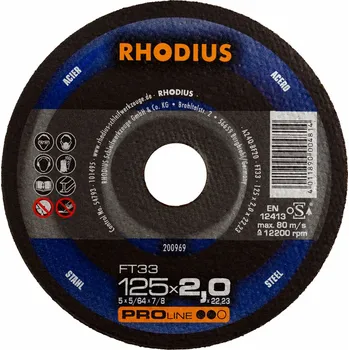 Řezný kotouč Rhodius 200969 | Řezný kotouč 125x2,0x22,23 mm, FT33, rovný
