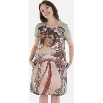 Dámské šaty Lněné 100% Lněné šaty Alphons Mucha White Star Velikost: EU 50