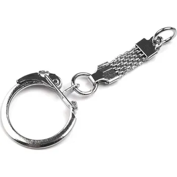 Náramek Přívěsek na klíče s karabinou a poutkem, malé, 2 nikl